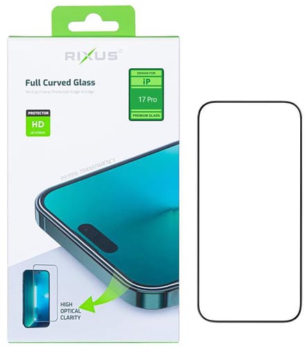Rixus Clear HD Full Curved Edge Tempered Glass For Apple iPhone 17 Pro