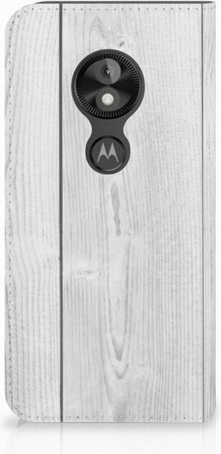 Motorola Moto E5 Play Book Wallet Case White Wood