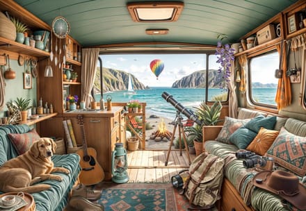 Bluebird Puzzle Camping Coast - kleurrijke legpuzzel karton.