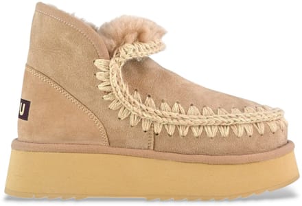 Mou Mini Eskimo Platform Boot Laarzen - Suède - Dames - Beige - Maat 39