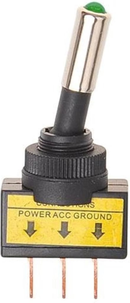 ProPlus Tuimelschakelaar LED Groen 12V - Max. 20A - Schakelaar met Verlichte Indicator