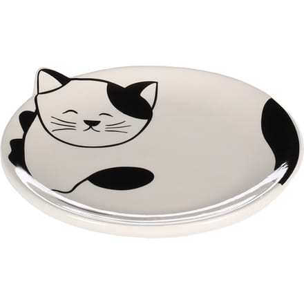 Flamingo Ravi - Eetschaal Katten - Eetschaaltje Kat Ravi Keramisch Zwart-wit Rond 80ml 13,5x2cm - 1st - 133625 - 1st