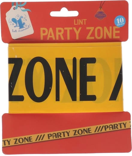 Afzetlint ''Party Zone'' - 4 het moment! - 10 meter