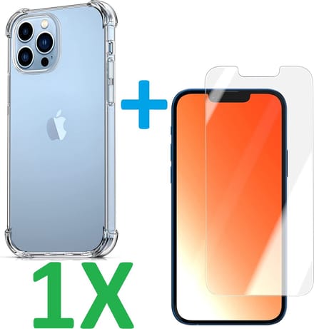 Shock-proof silicone hoesje met 1 Pack Tempered glas Screen Protector Geschikt voor: iPhone 13 Pro Max