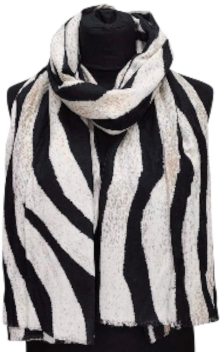 Lange Sjaal - Zebraprint - 100% Viscose - (25112#) - Beige/Zwart