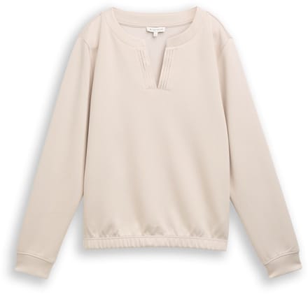 Tom Tailor - Scuba-sweatshirt met strass-steentjes - Maat L - sand stone beige