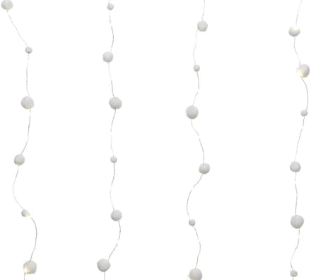 Lumineo - Micro LED gordijn sneeuwbal 120x100 cm 80L zilver/warm wit