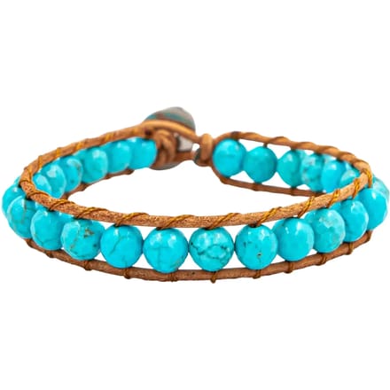 Vrouwen armband van stenen en echt leer Sloya Facelia