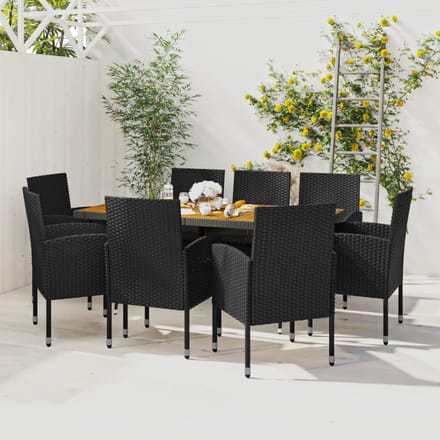 vidaXL - 9-delige - Tuinset - poly - rattan - zwart
