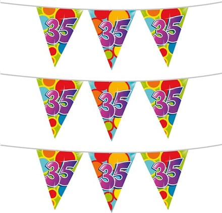 Haza Vlaggetjes - 3x stuks - 35 jaar - leeftijd verjaardag - plastic - 10 meter - feestartikelen - versiering
