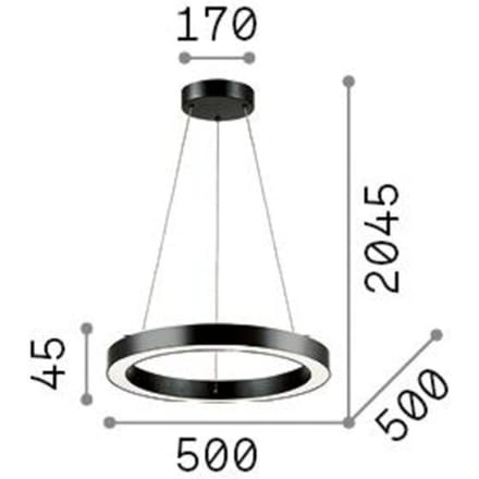 Ideal Lux LED hanglamp Oracle, zwart, 3.000 K, Ø 50 cm