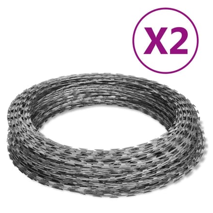 vidaXL - Scheermesprikkeldraad - 2 - st - 60 - m - gegalvaniseerd - staal