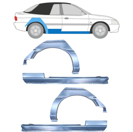 Reparatiepaneel dorpel + achterspatbord voor Ford Escort 1995-2000 / CABRIO