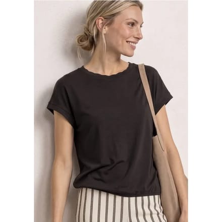 Shirt met ronde hals en decoratieve tape
