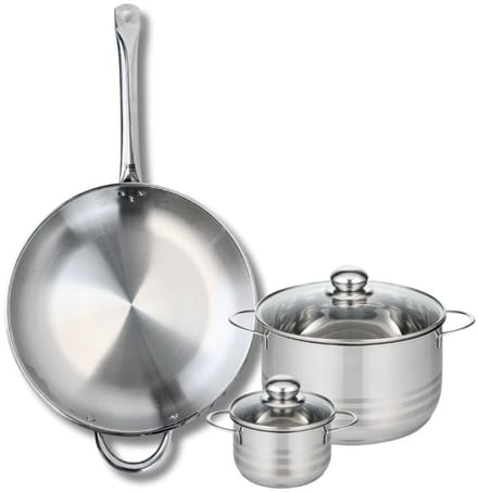 Set van 1 Koekenpan 32 cm en 2 kookpotten 12 en 20 cm Elo Profi Brillant