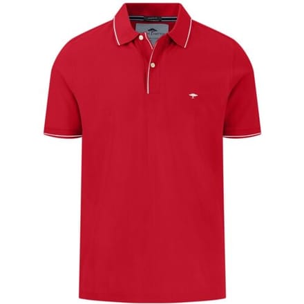 Fynch-Hatton Polo Modern Premium Cotton Fine Contrast Stripe Poppy Red / male