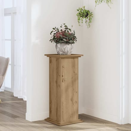 vidaXL - Plantenstandaard - 33x33x80 - cm - bewerkt - hout - artisanaal - eikenkleur