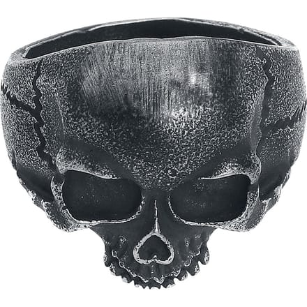 etNox hard and heavy Ring - Skull Head - voor Mannen - zilverkleurig