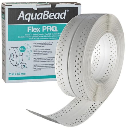 Gyproc AquaBead Flex Pro 25 m – Hoekprofiel voor gipsplaat – Zelfklevend – 85 mm breed