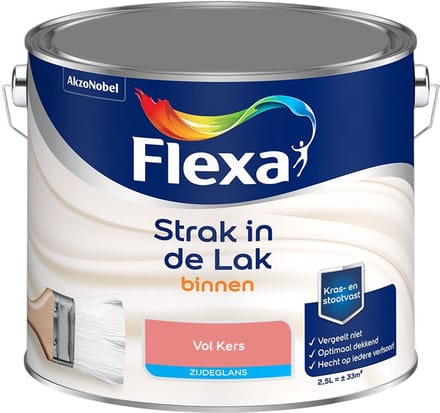 Flexa - Strak In De Lak Binnenlak Zijdeglans - Vol Kers - Mengverf - 2,5 L