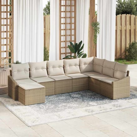 vidaXL Bankstel 8 st Beige poly rattan