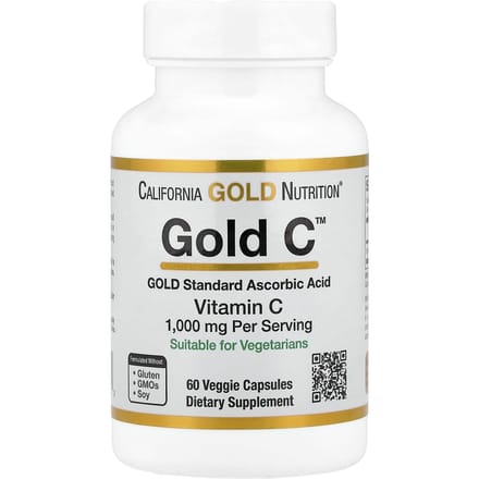 Gold C™, Vitamine C de Qualité USP, 1 000 mg, 60 Capsules Végétales
