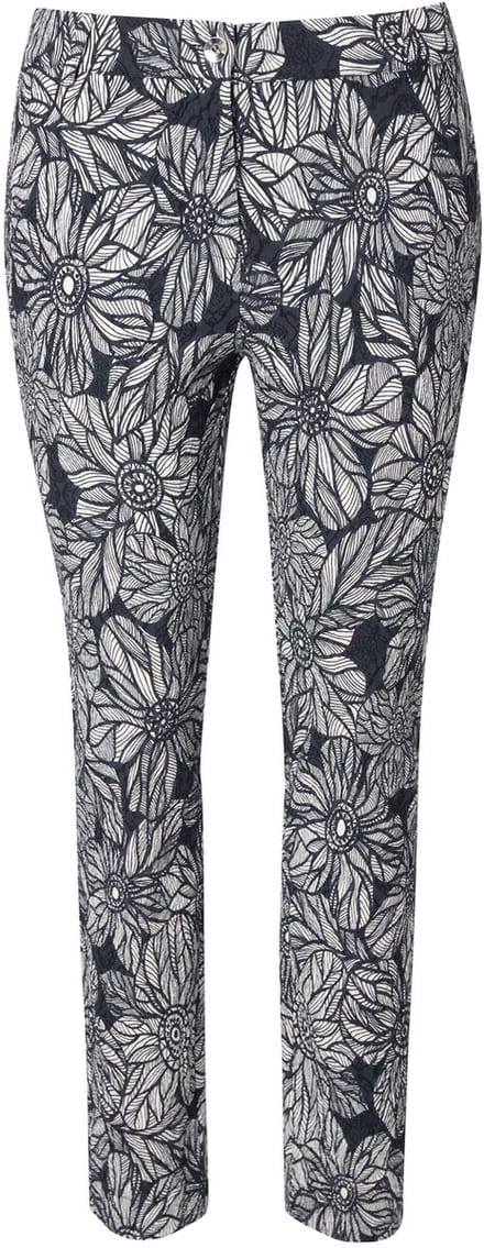 Ulla Popken - Dames - Broek Sammy jacquard smalle pijpen elastische tailleband - Sneeuwwit - Maat 56