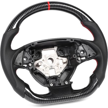 Volant style fibre de carbone Hydro Dip Cuir perforé avec surpiqûres rouges Remplacement pour C7 2014 2019 black