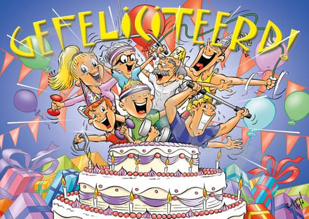 Ansichtkaart 2000 stuks GEFELICITEERD! Taart - Fitness