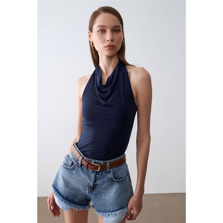 Mouwloze Blouse met Col en Strik