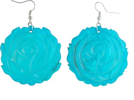 Behave Oorbel hanger 5cm lengte bewerkt met een bloemvormige schelp - roos