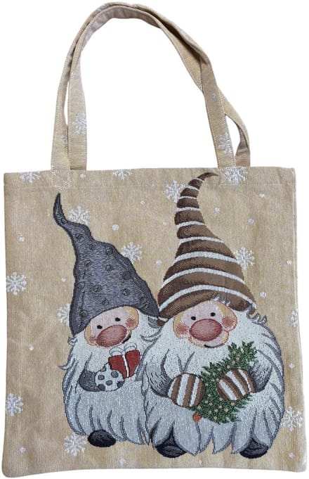 Boodschappentas -Kerst - Met 2 wichtels - 45 x 45 cm