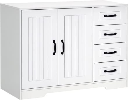 HOMCOM-Aufbewahrungsschrank-Spanplatte, MDF-105L x 40B x 76H cm-Weiß