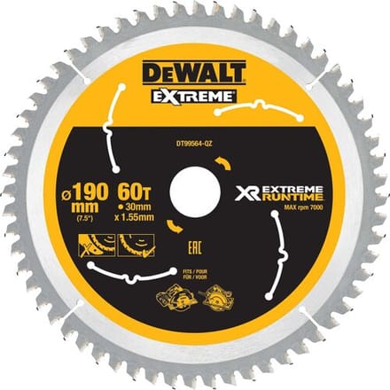 Black & Decker De walt cirkelzaagbladen 190mm 30mm 60t csb (Prijs per stuk)