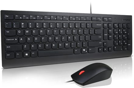 Lenovo Essential Wired Combo - keyboard and mouse set - QWERTY - US with Euro symbol - black Input Device - Keyboard and mouse set - Engels - Zwart