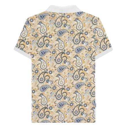 Lambretta Heren SS25 Paisley gemerkt poloshirt (Wit, Marine)