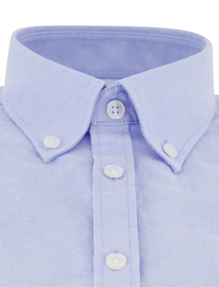 Lichtblauw overhemd Ledub katoen button-down collar witte knoop