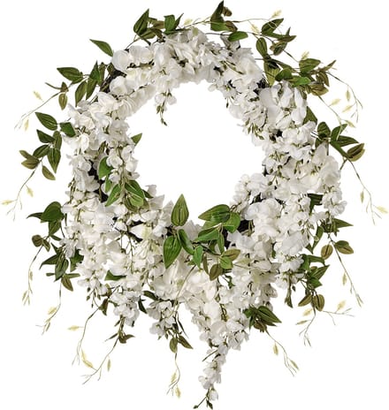 Viv! Home Luxuries Krans Bloemen - Wisteria - wit groen - Ø56cm