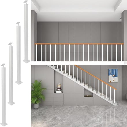 Baluster Paal Set - Leuning Pilaren - Trap Afzetting - Verstelbare Beugel - Set van 4 - Wit