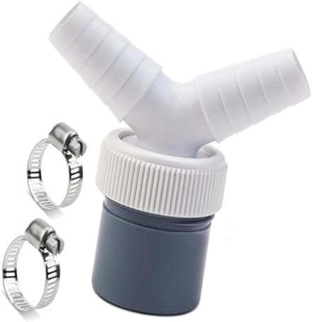 Afvoer Y-adapter - Dubbele slangkoppeling - Apparaten aansluiten - Ruimtebesparend ontwerp - 18-24 mm naar 40 mm - Grijs en wit
