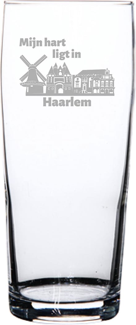 Gegraveerde bierfluitje 19cl Haarlem
