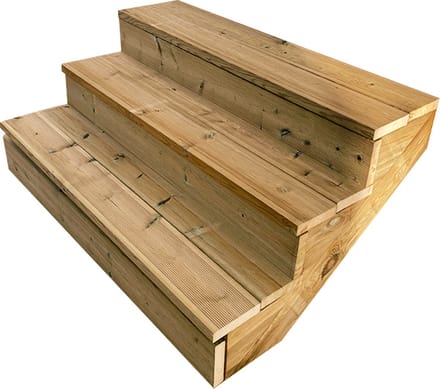 BERLIN Houten Buitentrap - 3 Gesloten Treden 54 cm Hoog - 120 cm Breed