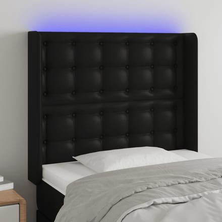 vidaXL - Hoofdbord - LED - 103x16x118/128 - cm - kunstleer - zwart