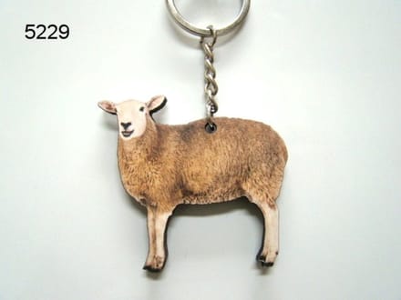 Geharo Houten Sleutelhanger Schaap – Sleutelring 5 cm met Dieren Design