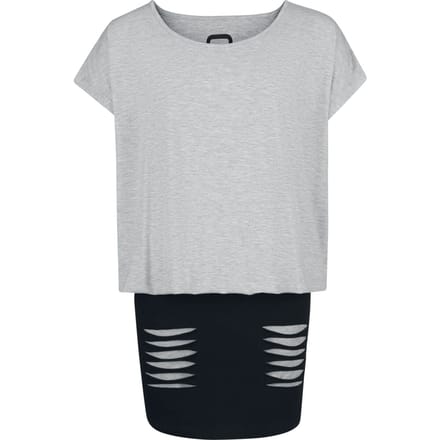 R.E.D. Rock-Engineered Design Zwarte/grijze korte jurk met dubbele lagen look - Dames - S