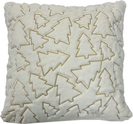PINA - sierkussen 45x45 cm - kerstkussen - gouden dennenbomen - Snow White - wit