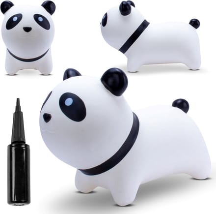 sun baby - Springdier met pomp vanaaf 1 jaar - Panda - wit - max 50kg, duurzaam rubber, gecertificeerd, bpa-vrij, springpaard, springhond