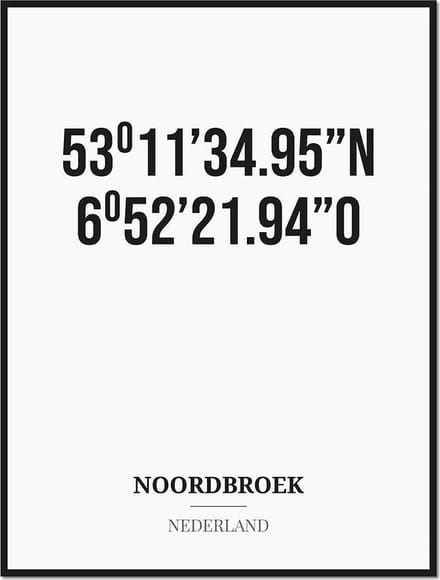 Poster/kaart NOORDBROEK met coördinaten