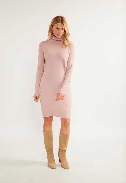 usha Gebreide midi-jurk met lange mouwen lynnea Dames oud roze