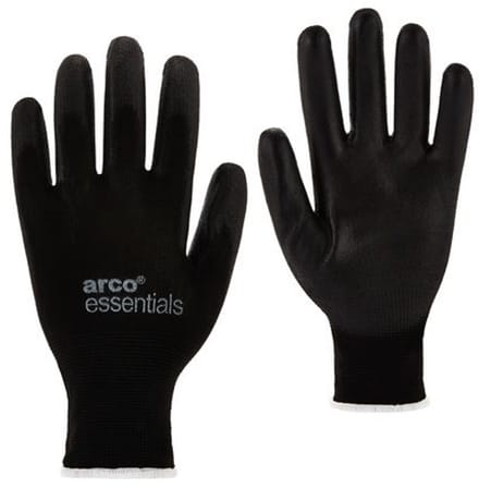 Arco Essentials PU-Gecoate Werkhandschoenen Nylon Zwart Maat 7 - Pak 12